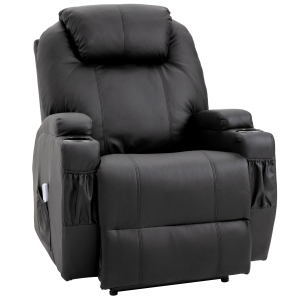 Fauteuil de relaxation et massage chauffant inclinaison dossier repose-pied électrique revêtement synthétique