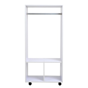 HOMCOM Armoire de Rangement Blanche à Roulettes