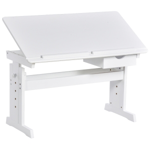Bureau enfant plateau inclinable hauteur réglable tiroir blanc