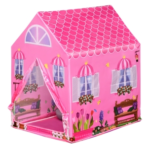 Homcom Tente enfant tente de jeu tente chateau de princesse dim. 93L x 69l x 103H cm 2 portes polyester rose