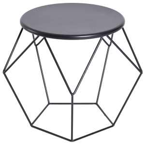 Homcom Table Basse Ronde Style Néo-Rétro en Acier Noir 54 x 54 x 44 cm