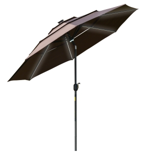 Parasol LED octogonal inclinable chocolat