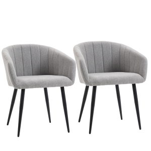 Lot de 2 chaises de visiteur style scandinave aspect lin