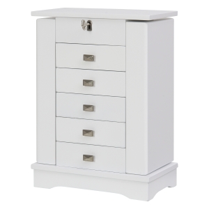 Armoire à bijoux verrouillable avec miroir blanc