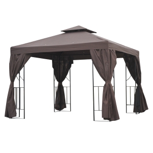 Tonnelle barnum style colonial double toit toiles latérales amovibles