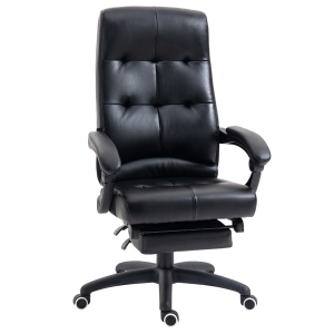 Fauteuil de bureau direction capitonné inclinable avec repose-pied noir