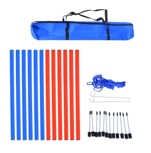 Agility sport pour chien slalom - lot de 12 poteaux + ancrage sol - sac transport inclus