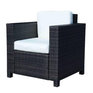 Outsunny Fauteuil de Jardin en Rotin Tressé Brun et Crème