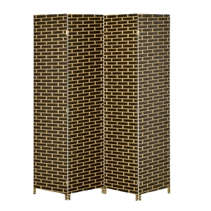 Séparateur de pièces 4 panneaux pliables chocolat paille