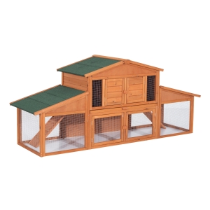 PawHut Cage à Lapins en Bois 227 x 70 x 100 cm