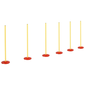 Agility sport pour chien slalom - lot de 6 poteaux + pied à lester + sac de transport jaune