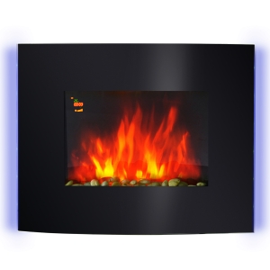 Homcom Cheminée Électrique Murale avec Minuterie Noir 65 x 11 x 52 cm