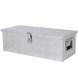 Homcom Boite de rangement - boîte à outils en aluminium - caisse à outil alu. poignées rétractables verrouillage clé dim. 76L x 33l x 25H cm