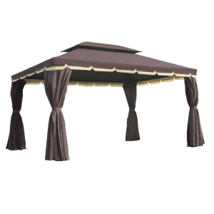 Outsunny Pavillon de Jardin en Métal Marron 390 x 290 x 280 cm
