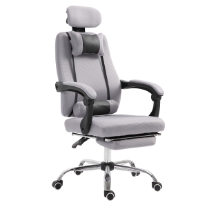 Homcom Fauteuil de Bureau avec Repose-Pied Gris 62 x 68 x 127 cm