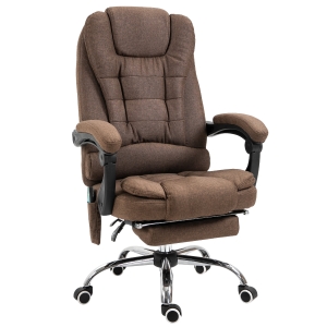 Fauteuil de bureau direction massant chauffant lin marron