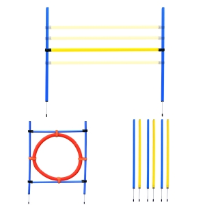PawHut Kit Complet Agility pour Chien Bleu, Jaune et Rouge