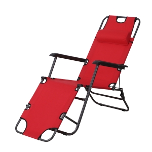 Outsunny Chaise longue transat 2 en 1 pliant inclinable multiposition rouge