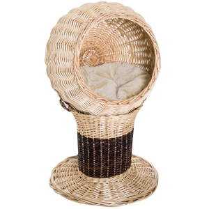 PawHut Panier pour Chat 2 en 1 en Osier Beige 44 x 44 x 67 cm