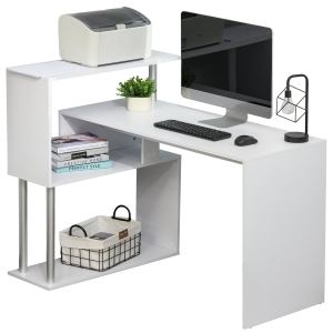 Bureau d'angle design contemporain bibliothèque intégrée en S