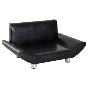 PawHut Canapé-Lit pour Chien/Chat en revêtement synthétique Noir 72 x 45 x 35 cm
