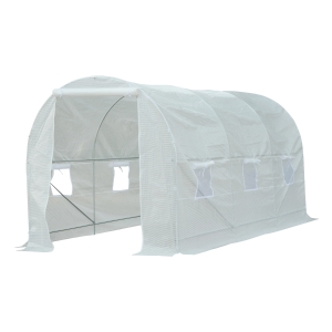 Outsunny Serre de Jardin avec 6 Fenêtres Blanc 304 x 83 x 28 cm