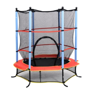 Homcom Trampoline de Jardin pour Enfant Noir 140 x 140 x 202 cm