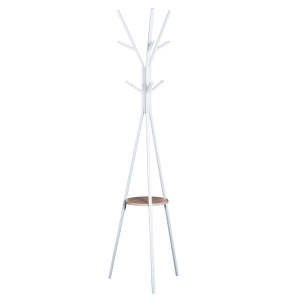 Homcom Porte-manteau trépied design contemporain branches étagère + 9 patères dim. 45L x 45l x 180H cm métal blanc