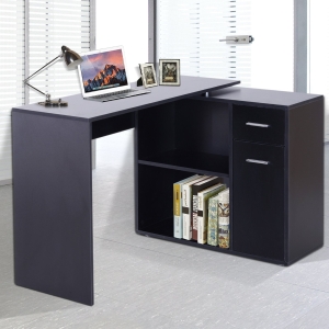 Homcom Bureau Informatique Modulable Tiroir Noir 117 x 82 x 74 cm
