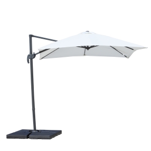 Outsunny Parasol déporté carré inclinable manivelle avec pied en acier dim. 2,45L x 2,45l x 2,48H m alu. polyester haute densité crème