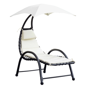 Outsunny Bain de Soleil Crème avec Pare-Soleil Intégré