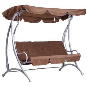 Outsunny Balancelle de Jardin Trois Places en Métal 167 x 57 x 30 cm