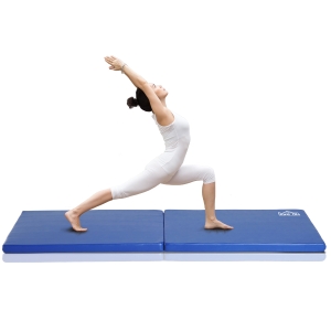 Homcom Tapis de Gymnastique Pliable Grand Confort Bleu 180 x 60 x 5 cm