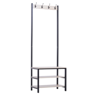 Homcom Porte-Manteau 3 Etagères en Acier Noir 60 x 40 x 175 cm
