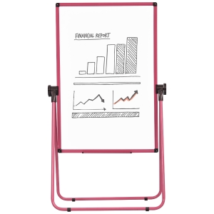Chevalet de conférence pliable - tableau blanc magnétique double face - pivotant, réglable en hauteur 73L x 45l x 92-158H cm - rose