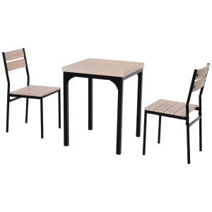 Homcom Ensemble Table + 2 Chaises en Acier Gris 60 x 60 x 76 cm