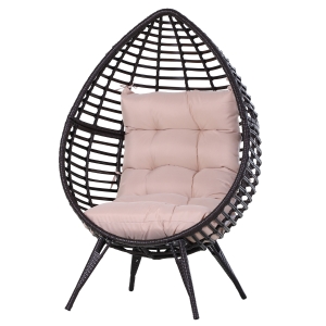 Fauteuil cocon œuf sur pied design coussin inclus acier époxy résine