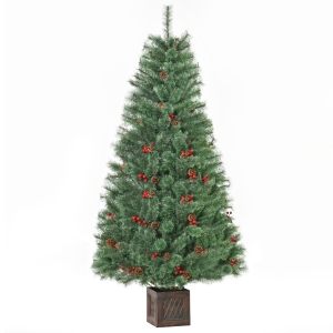 Sapin de Noël artificiel 434 branches 49 houx 49 pommes de pin pot inclus