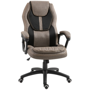 Fauteuil de bureau manager massant polyester PU gris brun surpiqûre orange