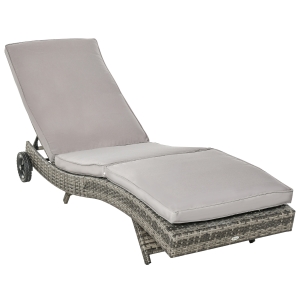 Bain de soleil inclinable 5 positions matelas résine tressée gris