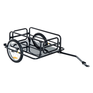 Homcom Remorque vélo remorque de transport pour vélo pliable 145L x 70l x 49H cm barre d'attelage universelle acier noir