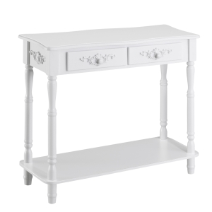 Homcom Table Console Multi-Rangements Néo-Rétro Blanc 84 x 33 x 71 cm