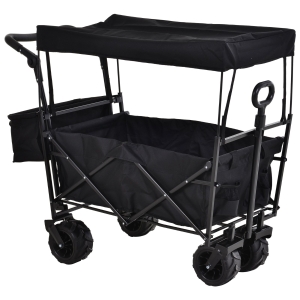 Chariot de plage transport pliable tout-terrain métal noir oxford