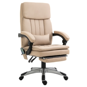 Fauteuil de bureau direction massant PU beige