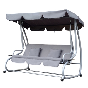 Outsunny Balancelle de Jardin en Métal Gris 200 x 120 x 164 cm