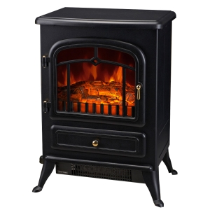 Homcom Cheminée Électrique Style Rétro en Métal Noir 42 x 28 x 55 cm
