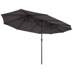 Outsunny Grand parasol acier polyester longueur totale 4,6 m gris