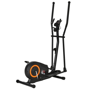 Vélo elliptique vertical écran LCD multifonction acier ABS orange noir