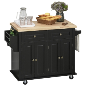 Desserte de cuisine multi-rangements MDF hévéa