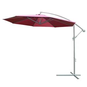 Outsunny Parasol de Jardin Déporté Rouge Ø3 m x 2,6 m